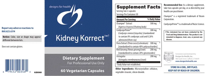 Label for Kidney Korrect