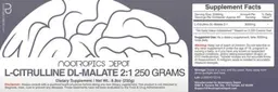 Label for L-Citrulline DL-Malate 2:1 250 grams