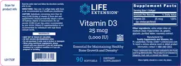 Label for Vitamin D3 25 mcg (1,000 IU)