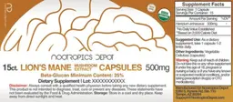 Label for Lion's Mane Mushroom Extract Capsules 500 mg