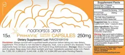 Label for PrimaVie Purified Shilajit Capsules 250 mg