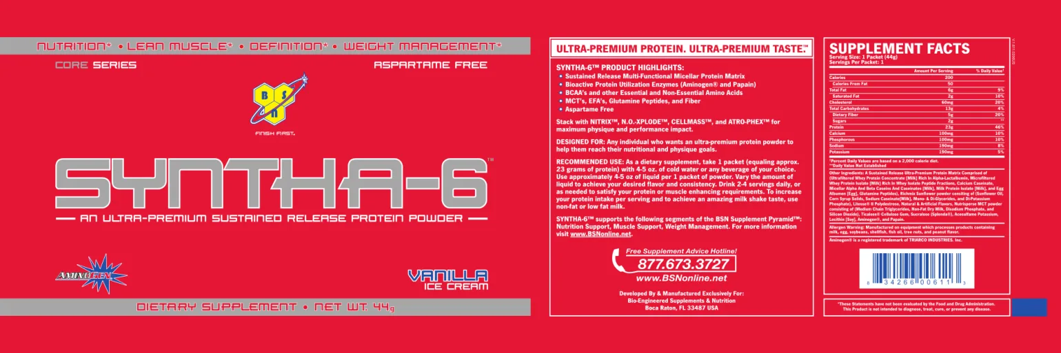 Label for Syntha-6 Vanilla Ice Cream