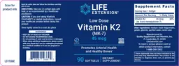 Label for Low Dose Vitamin K2 (MK-7) 45 mcg