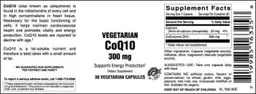 Label for Vegetarian CoQ10 300 mg