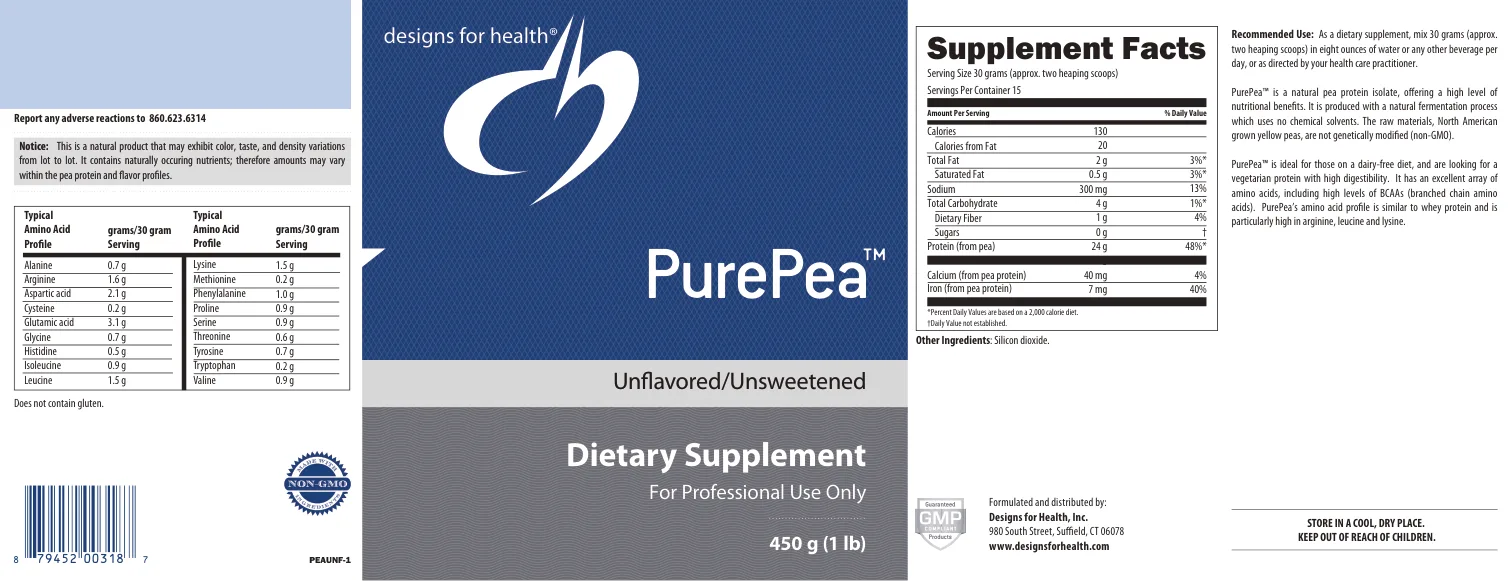 Label for PurePea Unflavored/Unsweetened