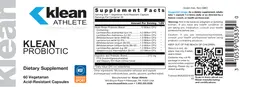 Label for Klean Probiotic