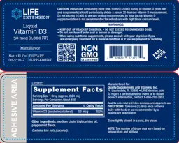 Label for Liquid Vitamin D3 50 mcg (2,000 IU) Mint Flavor