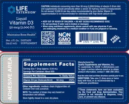 Label for Liquid Vitamin D3 50 mcg (2,000 IU)