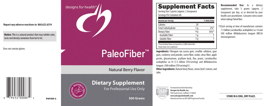 Label for PaleoFiber Natural Berry Flavor