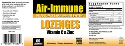 Label for Lozenges Vitamin C & Zinc Honey Lemon Flavor