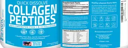 Label for Quick Dissolve Collagen Peptides Unflavored Powder