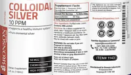 Label for Colloidal Silver 10 PPM 50 mcg