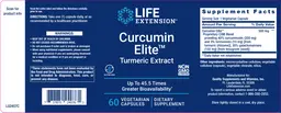 Label for Curcumin Elite Turmeric Extract
