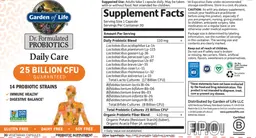 Label for Daily Care 25 Billion CFU Guaranteed