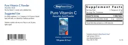 Label for Pure Vitamin C