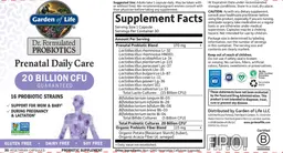 Label for Prenatal Daily Care 20 Billion CFU Guaranteed