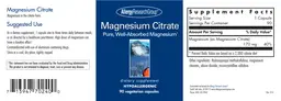 Label for Magnesium Citrate