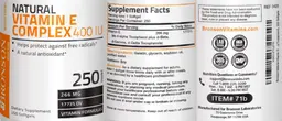 Label for Natural Vitamin E Complex