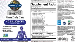 Label for Men's Daily Care 40 Billion CFU Guaranteed