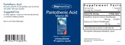Label for Pantothenic Acid