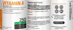 Label for Vitamin A 10,000 IU