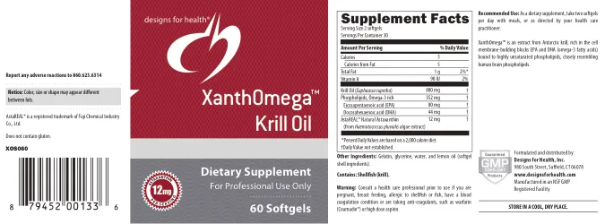 Label for XanthOmega Krill Oil