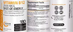 Label for Vitamin B12 2500 mcg Cherry Flavor