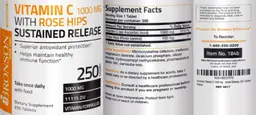 Label for Vitamin C 1000 mg with Rose Hips Sustained Release