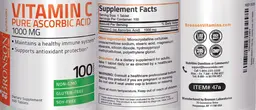 Label for Vitamin C Pure Ascorbic Acid 1000 mg