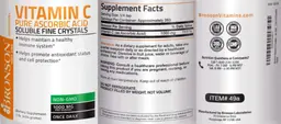 Label for Vitamin C Pure Ascorbic Acid Soluble Fine Crystals 1000 mg
