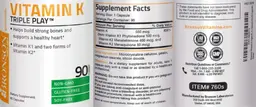 Label for Vitamin K Triple Play
