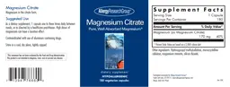 Label for Magnesium Citrate