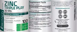 Label for Zinc Triple Play 30 mg