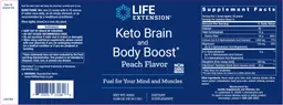 Label for Keto Brain and Body Boost Peach Flavor