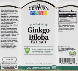 Label for Gingko Biloba Extract