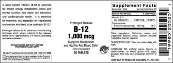 Label for B-12 1,000 mcg