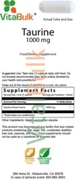 Label for Taurine 1000 mg