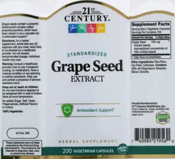 Label for Grape Seed Extract