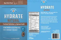 Label for Hydrate Natural Coconut Flavor