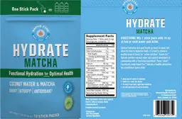 Label for Hydrate Matcha Matcha Tea Flavor