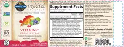 Label for Vitamin C Organic Spray Cherry-Tangerine Flavor