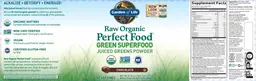 Label for Raw Organic Perfect Food Green Superfood Chocolate