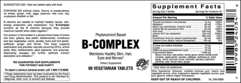 Label for Phytonutrient Based B-Complex