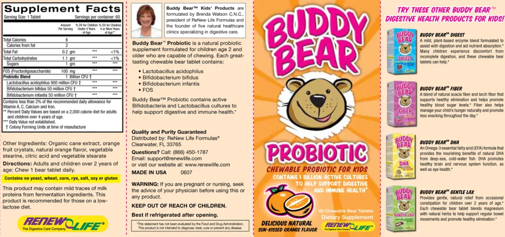 Label for Buddy Bear Probiotic