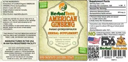 Label for American Ginseng Sugar Free