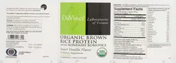 Label for Organic Brown Rice Protein With Nondairy Probiotics Sweet Vanilla Flavor