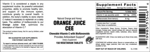 Label for Orange Juice Cee