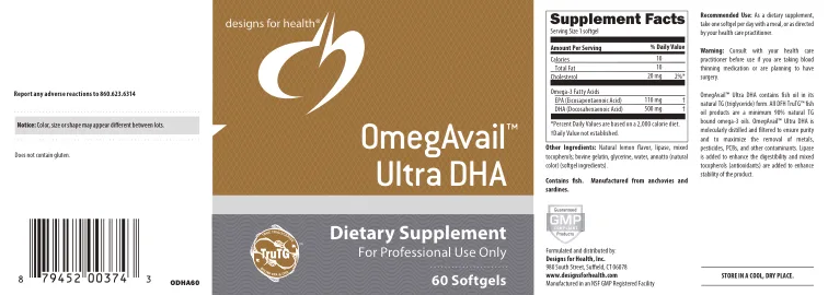Label for OmegAvail Ultra DHA