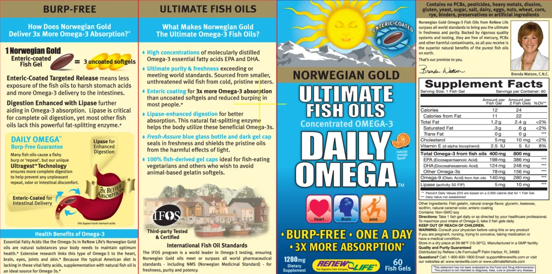 Label for Daily Omega Natural Orange Flavor