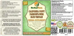 Label for California Poppy Passionflower Blue Vervain Alcohol Free
